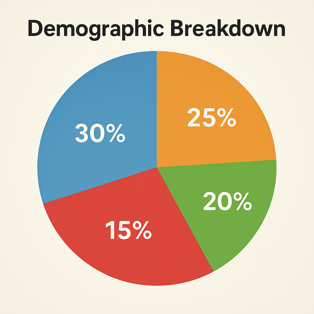 "Analyze demographics with precise pie chart templates." A colorful pie chart template illustrating demographic breakdown with clear segments and percentage labels, ideal for demographic data visualization templates.