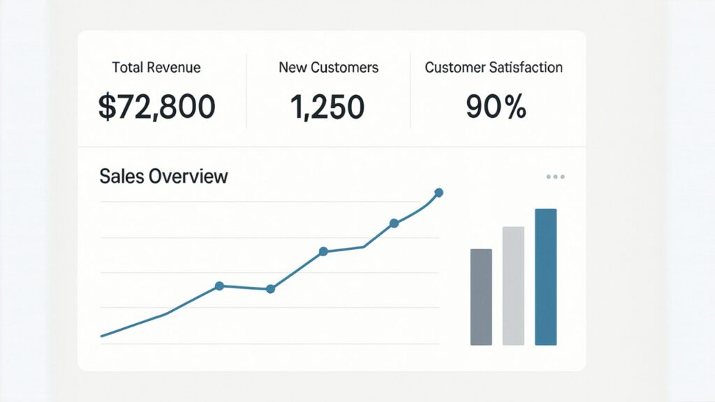"Good Dashboard Design Principles" Example of a good dashboard design showing clear, concise data insights.